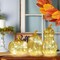 Glass Pumpkin with LED Lights Timer for Fall Thanksgiving Decor, Lighted Pumpkin Fall Centerpiece for Tables Indoor Mantel Windows